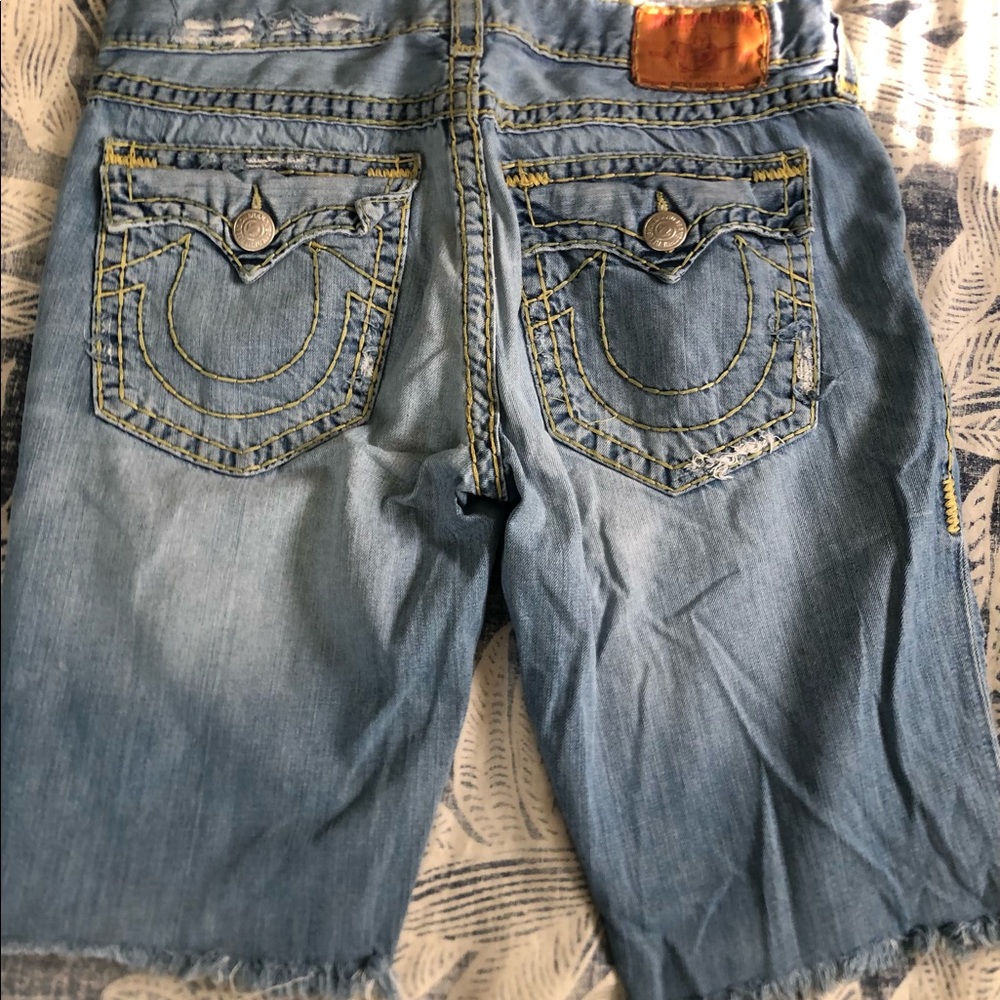 True Religion Distressed Jean Shorts